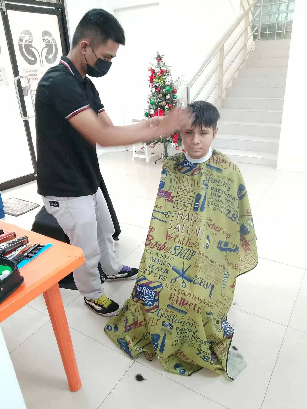 A patient getting groomed at the center