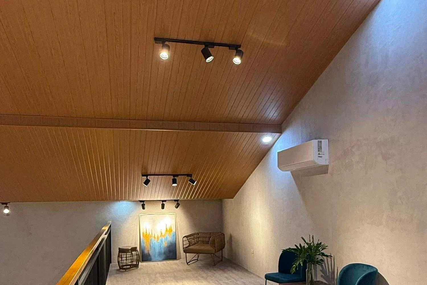 The wood-panelled loft interior of the TresMedica head office
