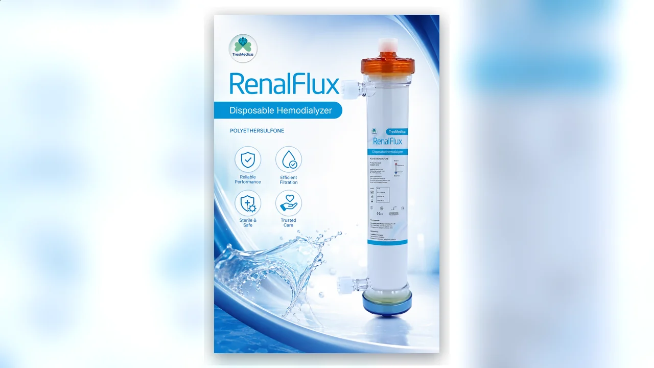 RenalFlux disposable hemodialyzer by TresMedica - a polyethersulfone single-use dialyzer